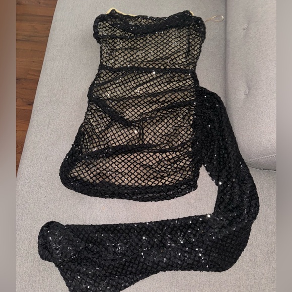 Fashion Nova Lilian Draped Sequin Mini Dress Black Size XS Brand New ✨ - Picture 3 of 4